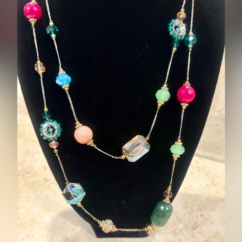 Vintage Premier Designs “Paradise Found” Gold Tone Necklace with Colorful Beads